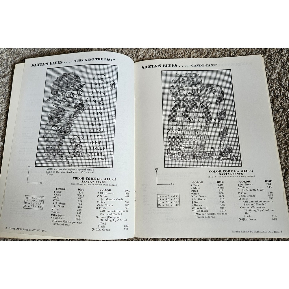 Vintage 1982 Mary Ellen Designs Santa's Elves Cross Stitch Pattern Book Sabra... - Picture 3 of 3